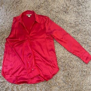 H&M button up blouse hot pink
